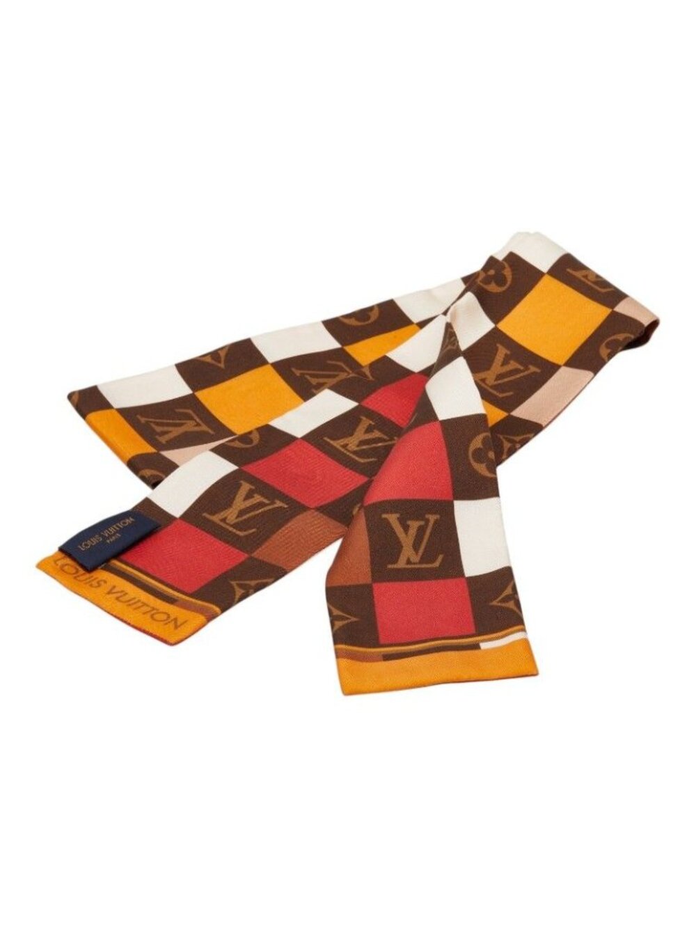 Louis Vuitton Monogram Bandeau Scarf Brown Silk - Picture 2 of 7